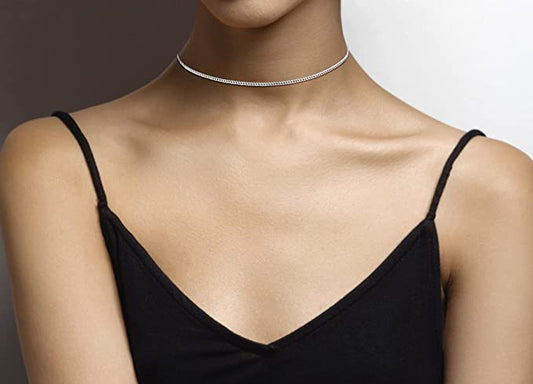 925 Sterling Silver Figaro Choker Necklace