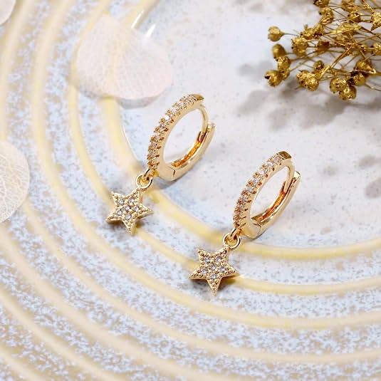 Star-Gold Huggie Hoop Earrings