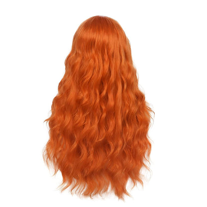 Orange Long Curly Middle Part Wigs