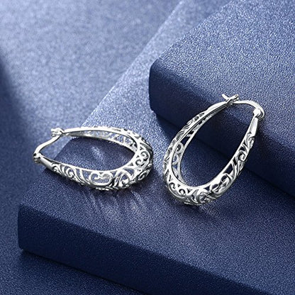 Vintage 925 Sterling Silver Small Hoop Earrings- Women Girls