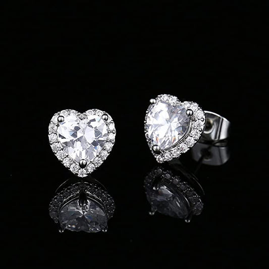 White Gold Plated Cubic Zirconia Earrings Studs