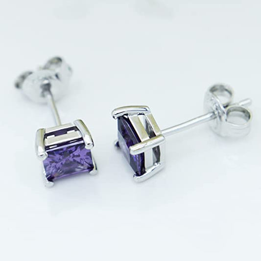 Violet Purple Silver, 925 Sterling Silver stud earriings