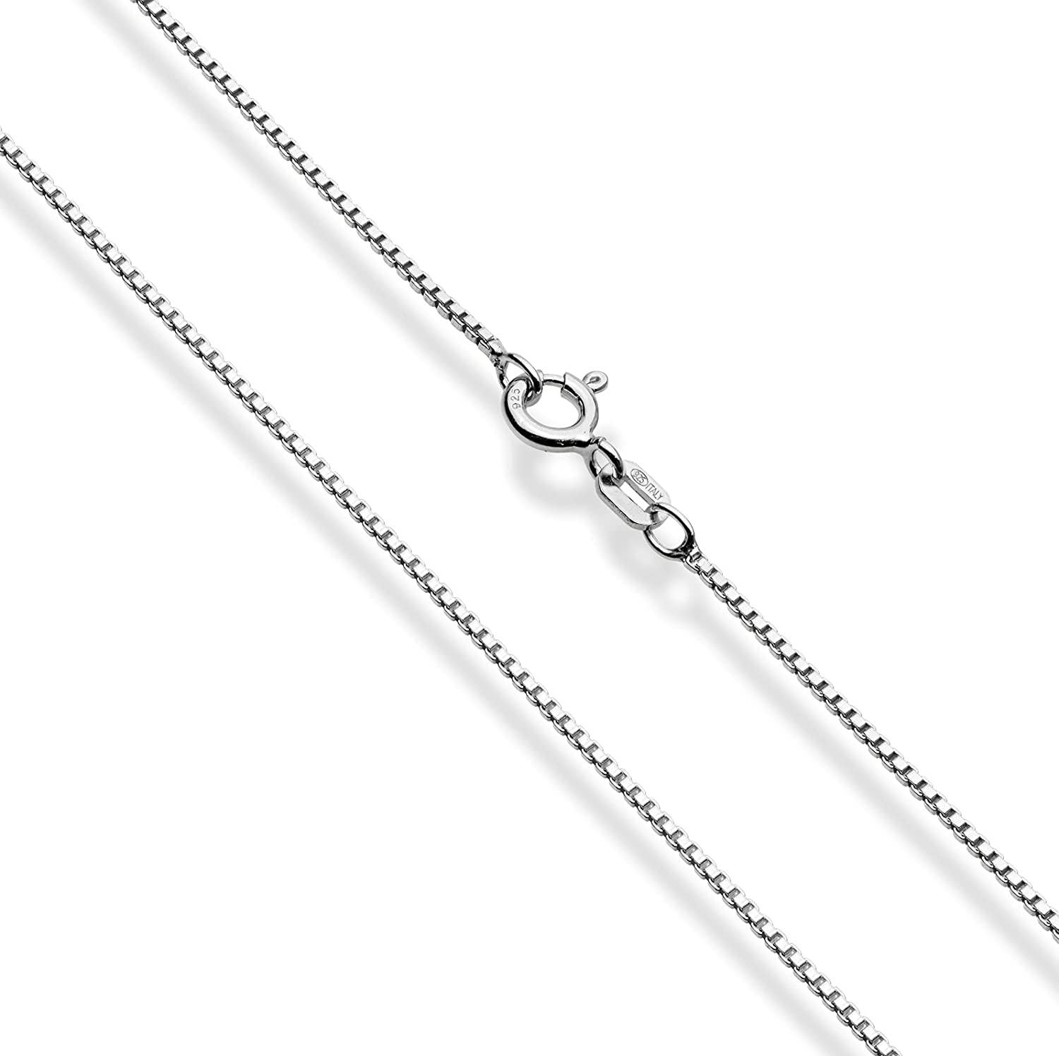 Solid 925 Sterling Silver Italian 1mm Box Chain Unisex