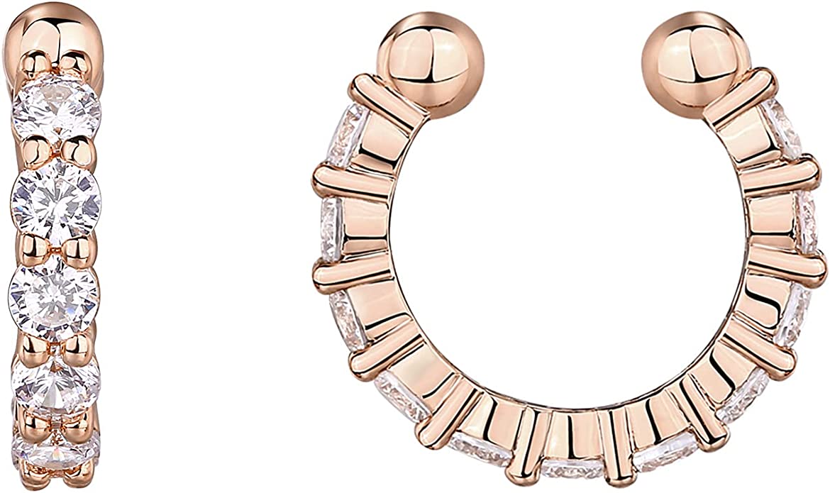 14k Yellow Gold Diamonds Ear Cuff Earrings