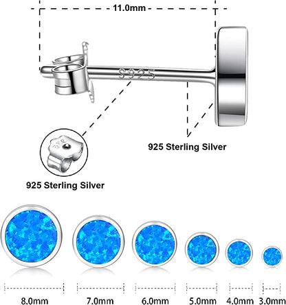 White Gold Plated Sterling Silver Opal Stud Earrings For Women