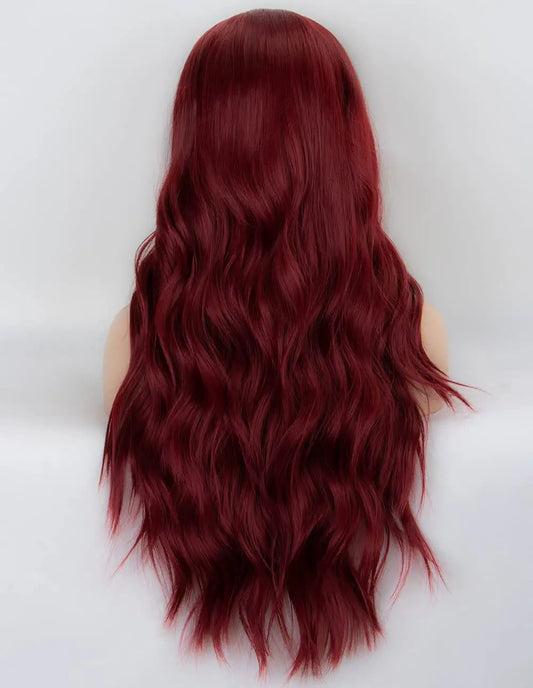 Burgundy Middle Parting Wavy Lace Wig