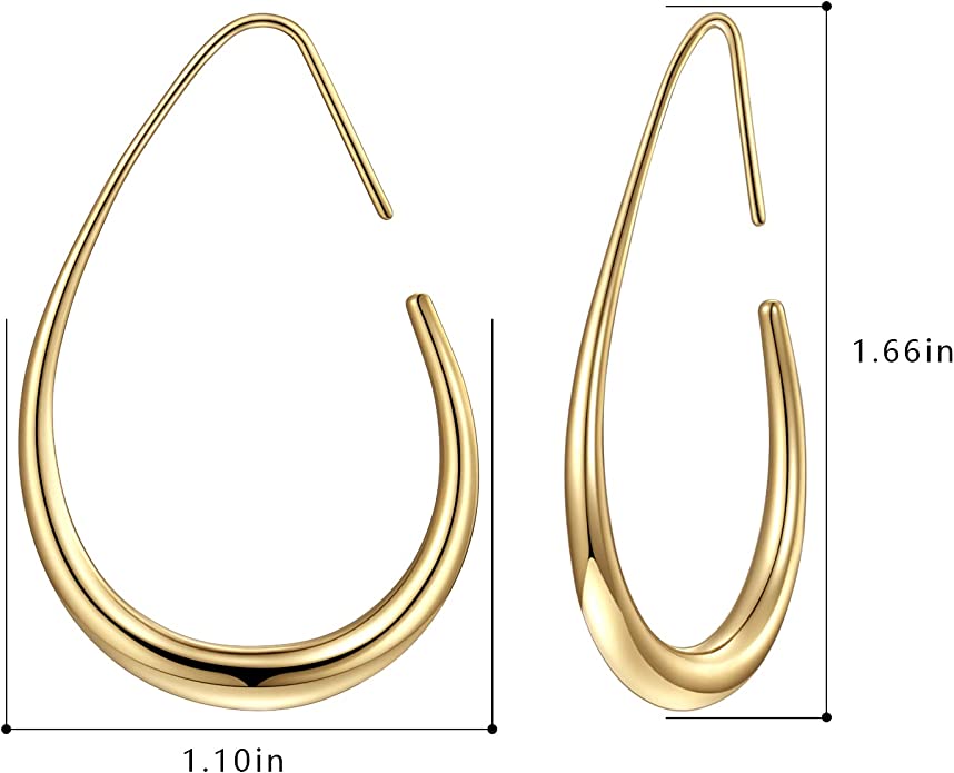 14K Gold Platted Oval Hoop Earrings