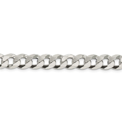 Solid 925 Sterling Silver 8.5mm Beveled Curb Cuban Chain Bracelet