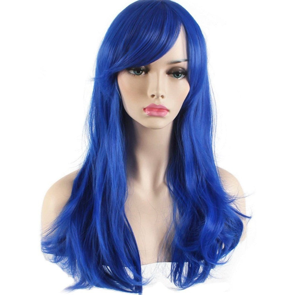 Blue Wavy Curly Full Wigs Women DragQueen Wigs