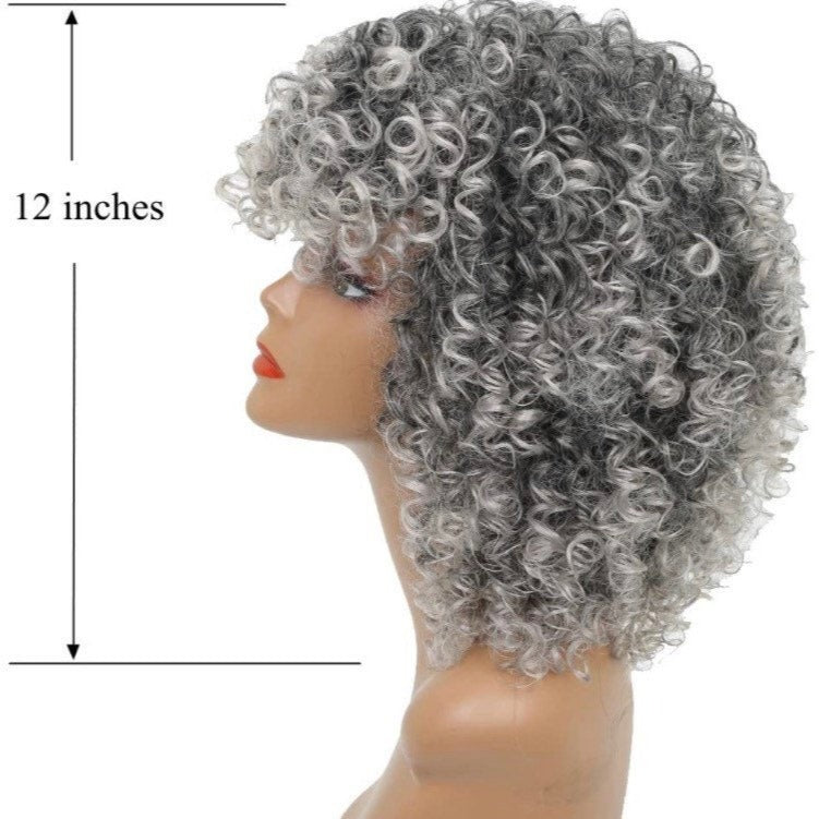 14inch AFRO Kinky Ombré Gray | GREY Full Wig