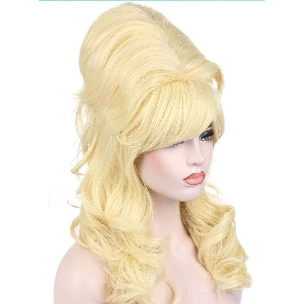 60’s Blonde Long Curly Wavy Beehive Wig DRAGQUEEN -WOMEN