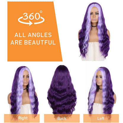 Light Purple Highlight Curly Wig