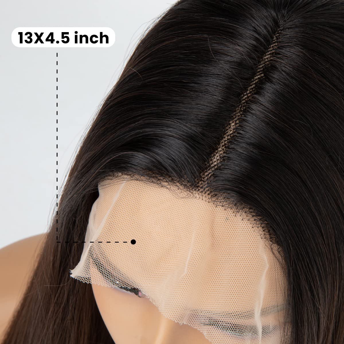 Ash Brown with Black Root Middle Part Lace Front Wig