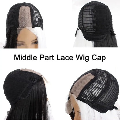 Split Dye Half Black Half White Straight Lace Wig