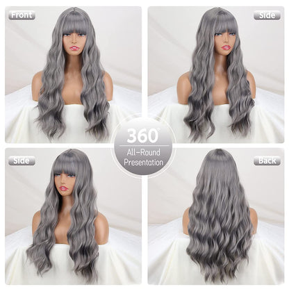 Long Wavy Wig With Bangs