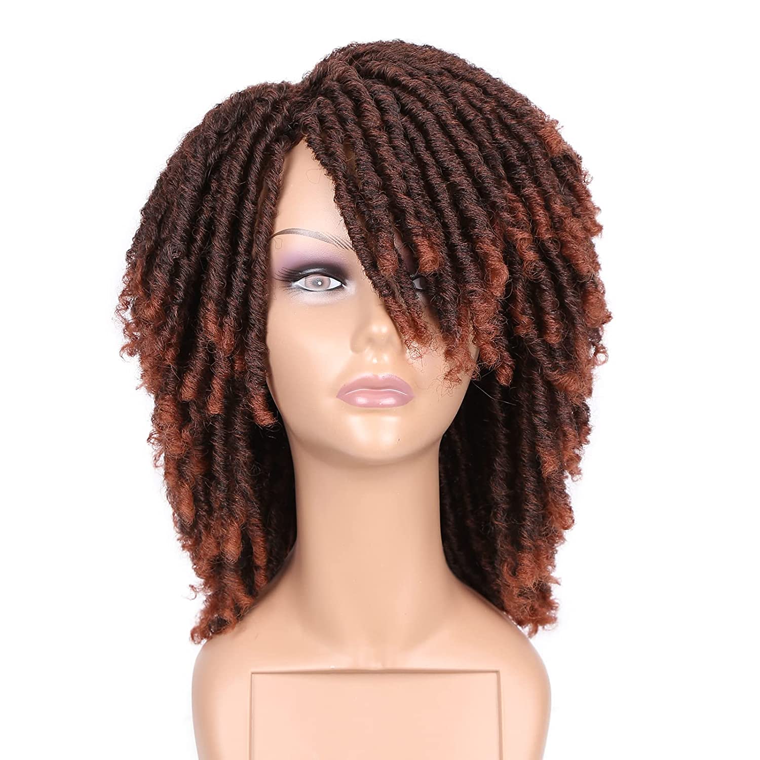 ombre wig  Our Dreadlock Wig Short Twist Wig is perfect for a natural, stylish look. This lightweight wig features a beautiful twist style and is made of premium heat resistant synthetic fibers. The breathable cap provides superior comfort and an adjustable strap ensures a secure fit. Our Dreadlock Wig Short Twist Wig is perfect for any occasion.