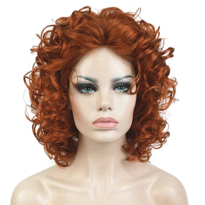 Short Curly Layered Copper Red Hair Wigs