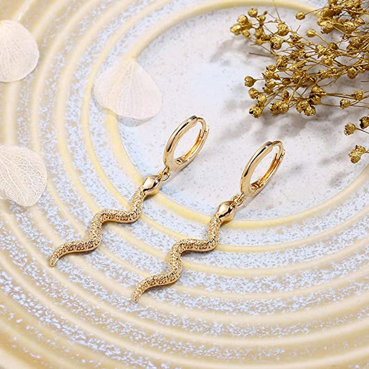 Snake Gold Huggie Hoop Earrings