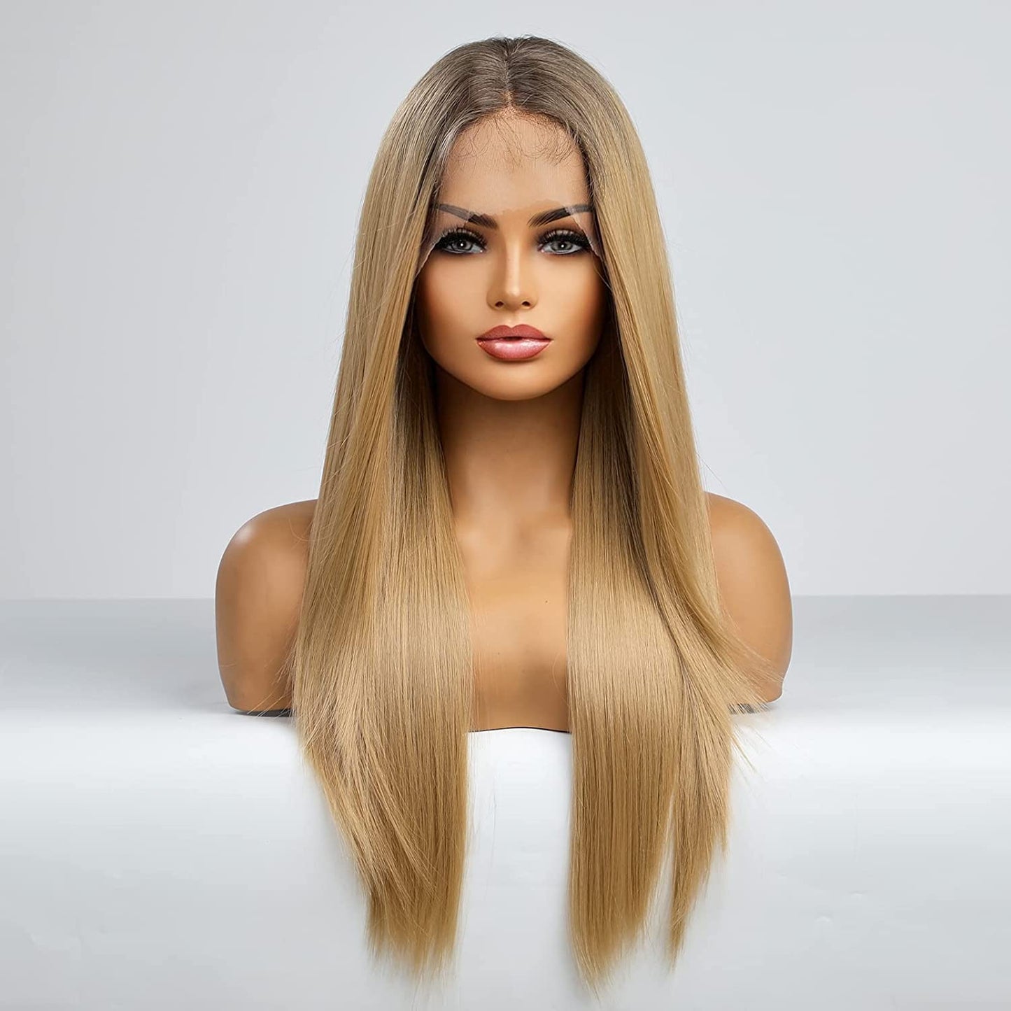 Ash Blonde Straight Long Lace Front Wig