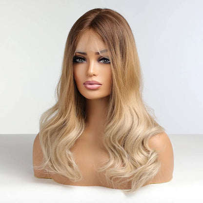 Long Creamy Ombre Blonde Lace Front Wig for Women