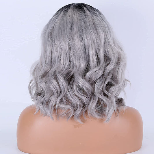silver hair,Silver ombre hair,Grey ombre hair,black hair ombre grey lace front wigs,grey ombre hair wigs & hair extensions,black to grey ombre wig,grey wig gray wig black girl grey wigs for black women,ideas de cabello teñid,gray hair women,Short silver grey ombre hair color ideas,13x4 Lace Front 1b/Grey Gray Hair wigs