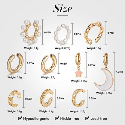 10pcs GOLD Cuff Cartilage Earrings
