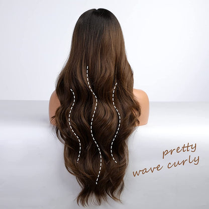 Brown Hair With Dark Roots Lace Front Wig