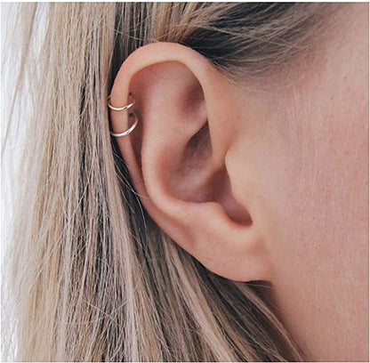 Silver+Gold 4Pcs 925 Sterling Silver Cuff Earring