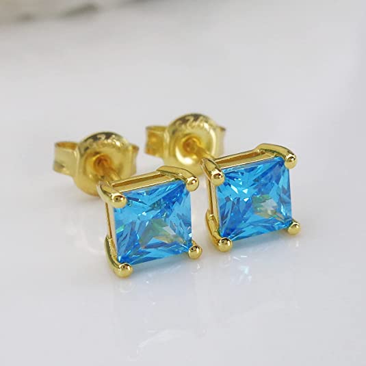 Lake BlueTopaz Gold Plated Earrings