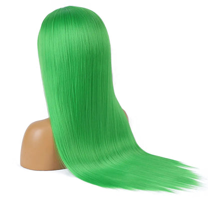 Neon Green Hair Wig With Bangs For Women Drag Queen