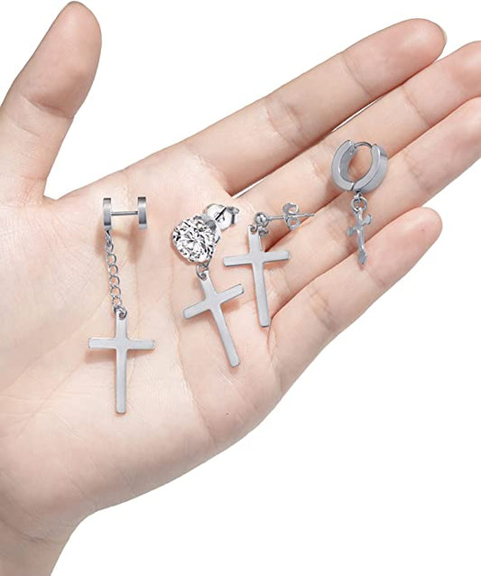 4 Pairs Stainless Steel Hoop Earrings