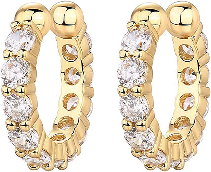 14k Yellow Gold Diamonds Ear Cuff Earrings