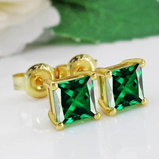 925 Sterling Silver 18k White Gold Plated Gold+Green