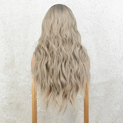 Long Ombre Ash Blonde Curly Lace Wig