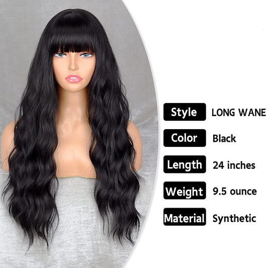 Long Wavy Wig With Bangs