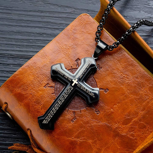 e Large Stainless Steel Cross Pendant Necklace for Men Women