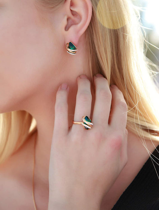Wish Stone Stud Earrings with Birthstone Crystals