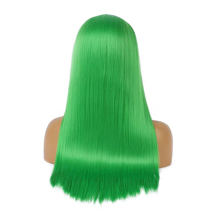 Neon Green Hair Wig With Bangs For Women Drag Queen