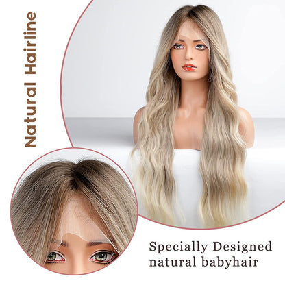 Ombre Platinum Blonde Middle Part Lace Wig