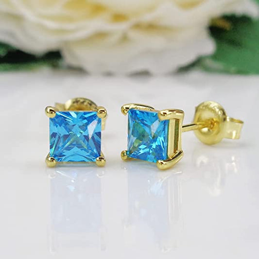 Lake BlueTopaz Gold Plated Earrings