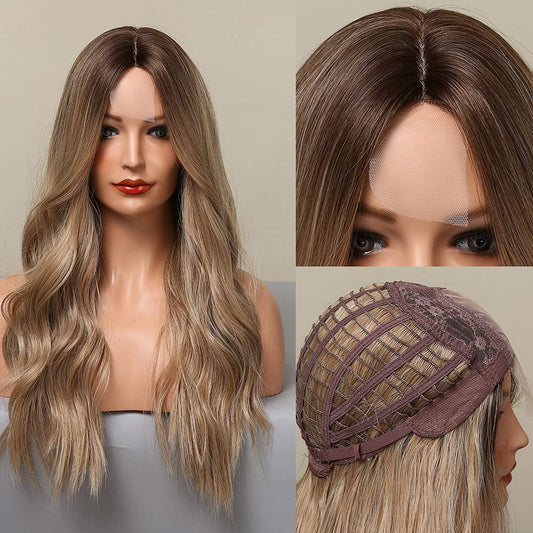 Ash Blonde Synthetic Middle Part Lace Wig