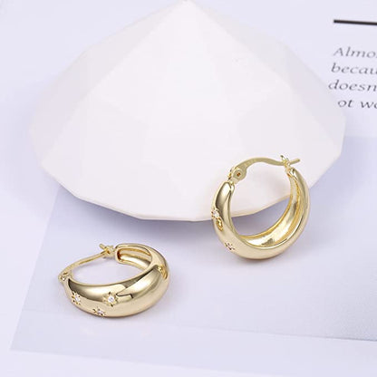 14K Gold CZ Paved Earring