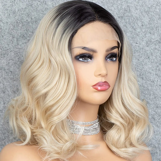 Short Bob Ombre Light Blonde Lace Front Wig