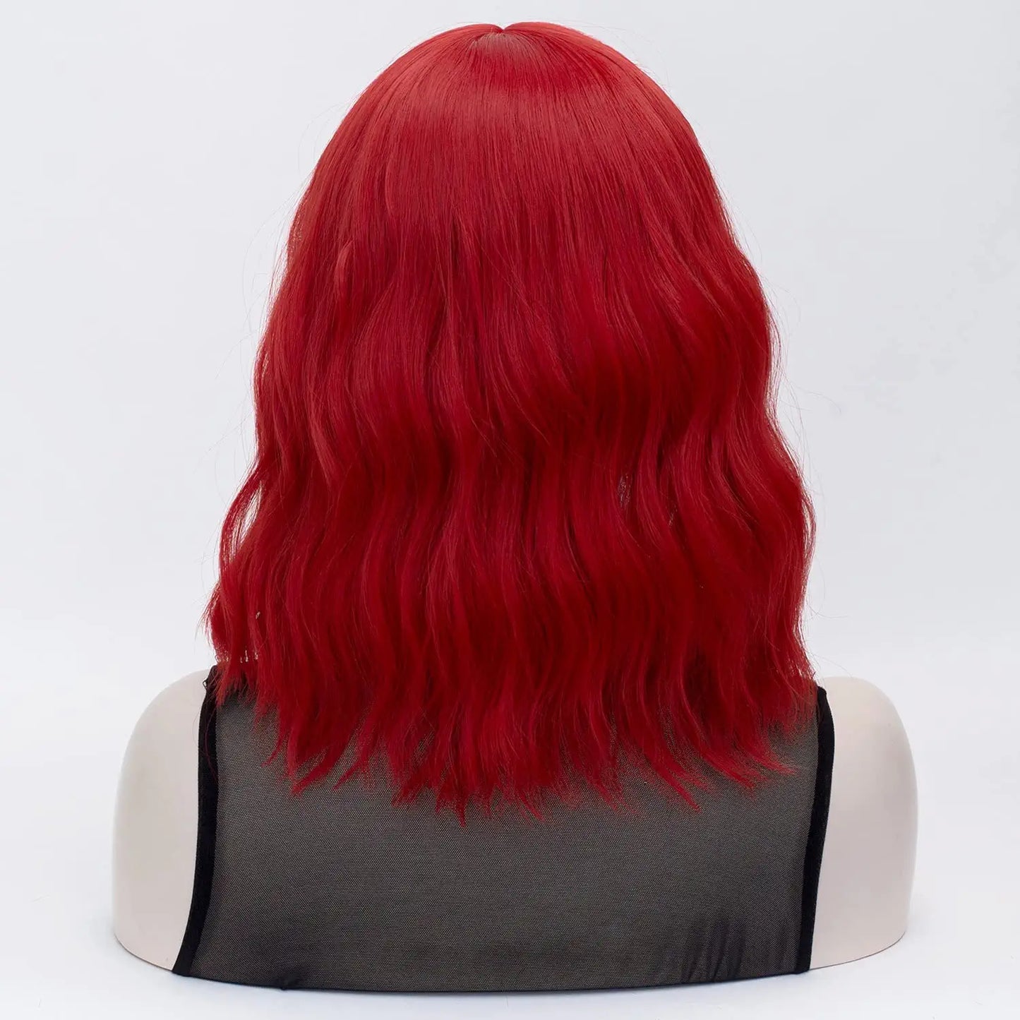 Red Wigs -Short Bob Wavy Hair Wig with Bang
