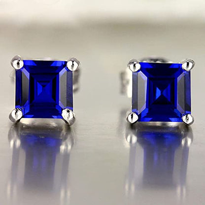 Sapphire 925 Sterling Silver Stud Earring