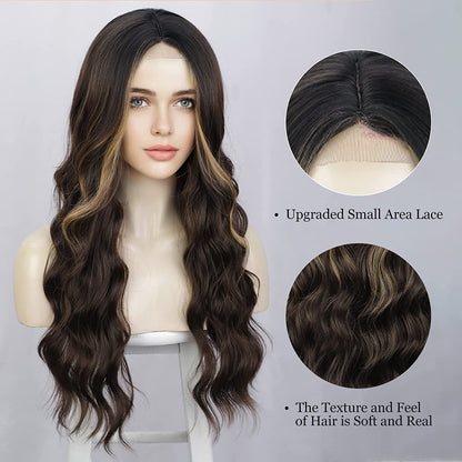 Brown Mixed Blonde Long Lace Wig