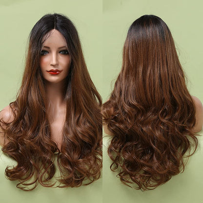 Black Roots Brown Lace Front Wig