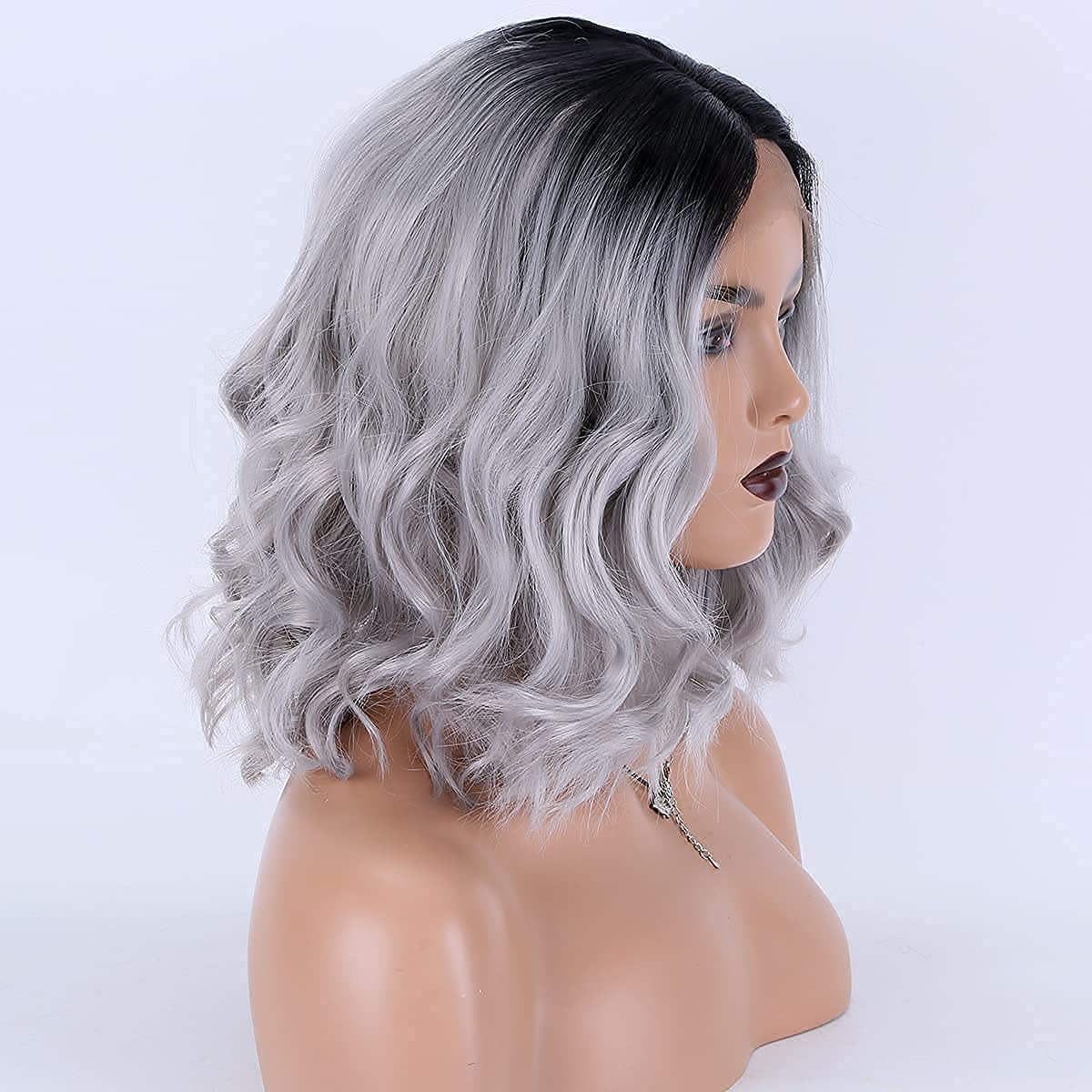 silver hair,Silver ombre hair,Grey ombre hair,black hair ombre grey lace front wigs,grey ombre hair wigs & hair extensions,black to grey ombre wig,grey wig gray wig black girl grey wigs for black women,ideas de cabello teñid,gray hair women,Short silver grey ombre hair color ideas,13x4 Lace Front 1b/Grey Gray Hair wigs