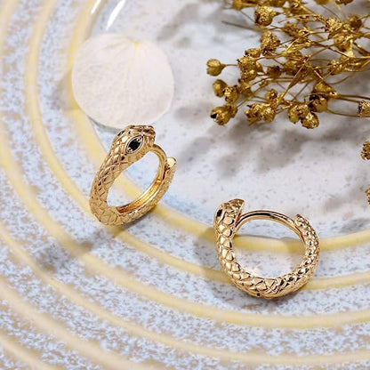 Snake Gold Huggie Hoop Earrings