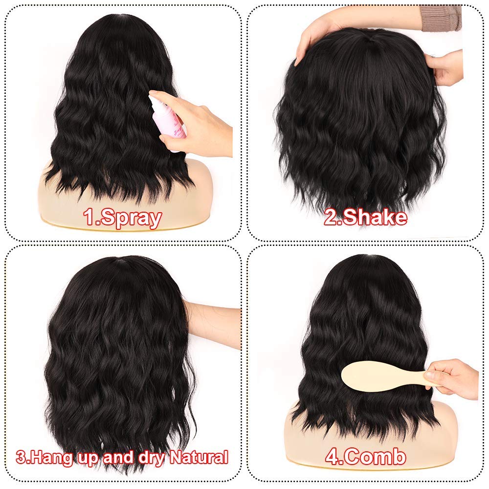 Short Bob human hair 1b Bangs wig